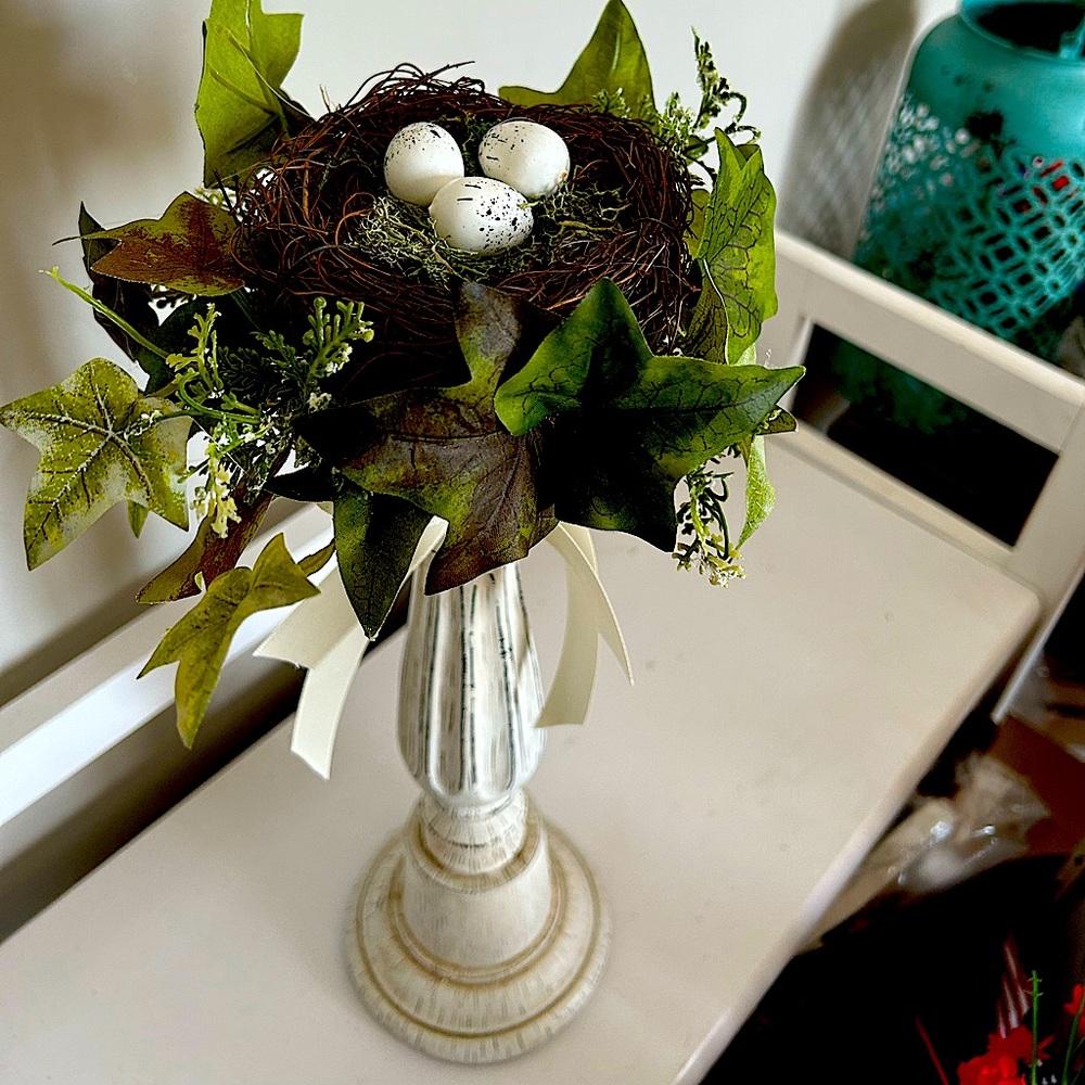 Rustic nested floral candlestick